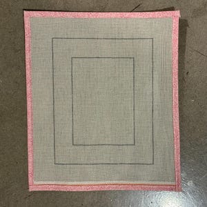 5x7 Picture Frame Blank Needlepoint Canvas 13 or 18 Mesh Orange Line Zweigart Mono Deluxe canvas w/ fabric edges; Stitch Counted; 8" x 10"