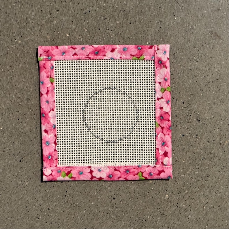 Circle Blank Needlepoint Canvas 13 or 18 Mesh Orange Line Zweigart Mono Deluxe canvas w/ fabric edges; Stitch Counted; Size 1.5", 2", 3", 4" image 4