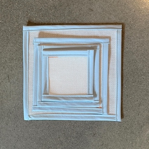 13 Mesh Light Blue Blank Needlepoint Canvas Orange Line, Zweigart Mono Deluxe canvas with cotton fabric edges; 4x4, 5x5, 6x6, 7x7, 8x8 +