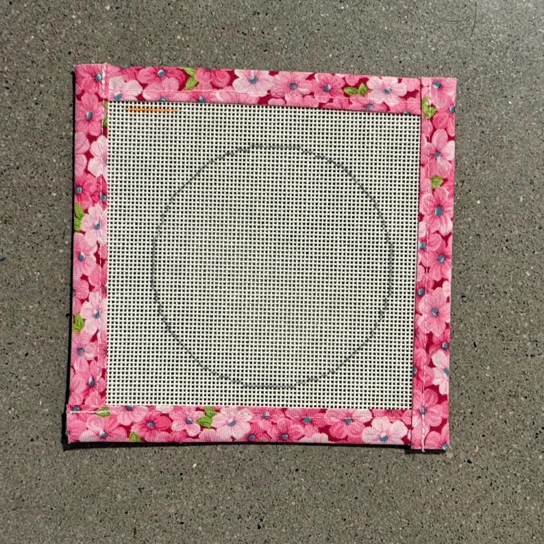 Circle Blank Needlepoint Canvas 13 or 18 Mesh Orange Line Zweigart Mono Deluxe canvas w/ fabric edges; Stitch Counted; Size 1.5", 2", 3", 4" image 7