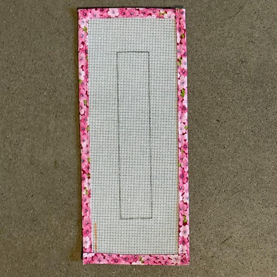 Key Fob Blank Needlepoint Canvas 13 or 18 Mesh Orange Line Zweigart Mono Deluxe canvas with fabric edges; Stitch Counted; 1.5" x 8"