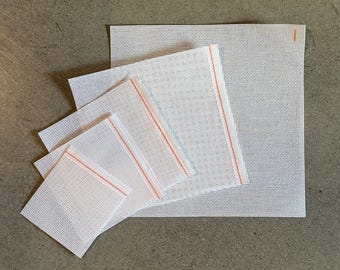 18 Mesh Blank Needlepoint Canvas Orange Line, Zweigart Mono Deluxe canvas with no finish on edges; 4x4, 5x5, 6x6, 7x7, 8x8, 10x10 +