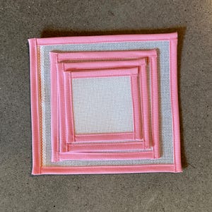 18 Mesh Pink Blank Needlepoint Canvas Orange Line, Zweigart Mono Deluxe canvas with cotton fabric edges; 4x4, 5x5, 6x6, 7x7, 8x8, 10x10 +