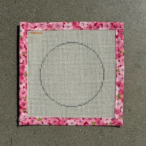 Circle Blank Needlepoint Canvas 13 or 18 Mesh Orange Line Zweigart Mono Deluxe canvas w/ fabric edges; Stitch Counted; Size 1.5", 2", 3", 4" image 3