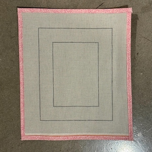 4x6 Picture Frame Blank Needlepoint Canvas 13 or 18 Mesh Orange Line Zweigart Mono Deluxe canvas w/ fabric edges; Stitch Counted; 11" x 13"