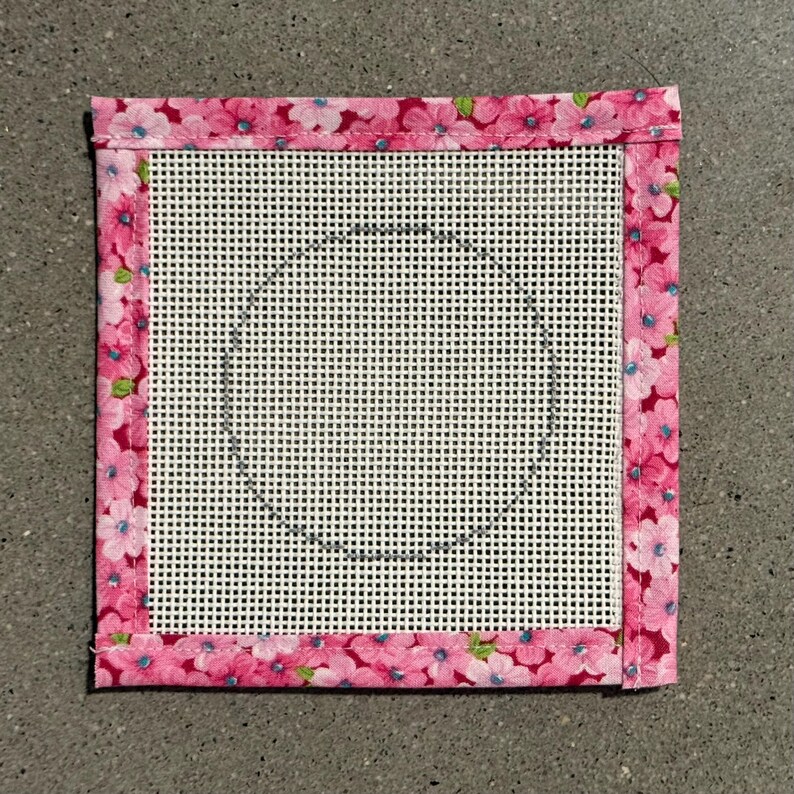 Circle Blank Needlepoint Canvas 13 or 18 Mesh Orange Line Zweigart Mono Deluxe canvas w/ fabric edges; Stitch Counted; Size 1.5", 2", 3", 4" image 5
