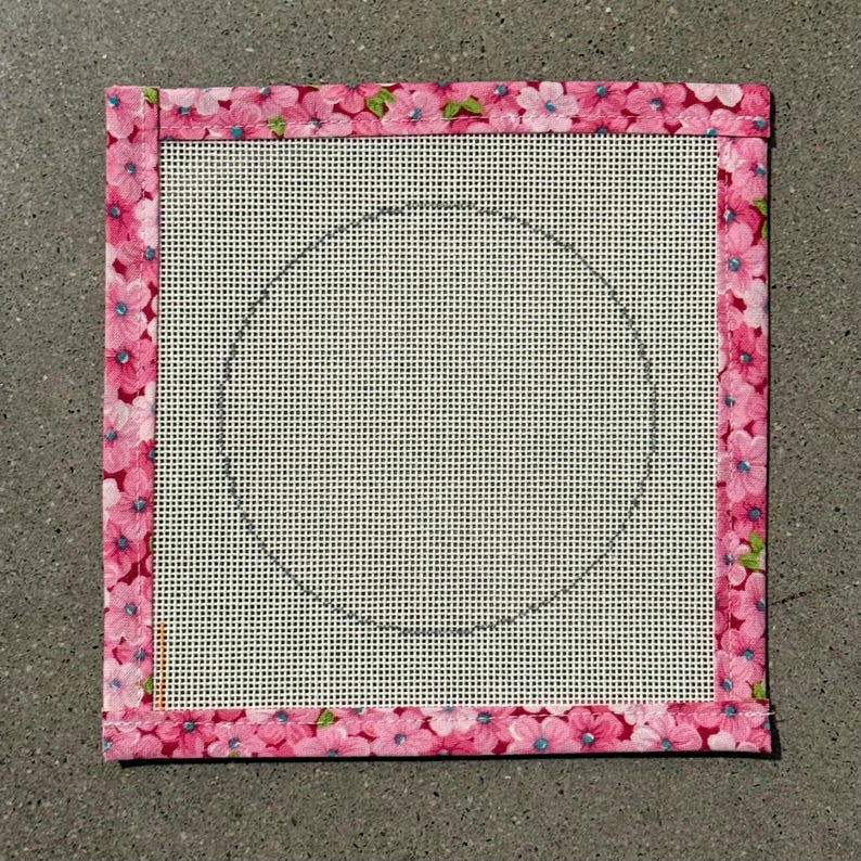 Circle Blank Needlepoint Canvas 13 or 18 Mesh Orange Line Zweigart Mono Deluxe canvas w/ fabric edges; Stitch Counted; Size 1.5", 2", 3", 4" image 8