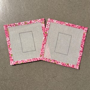 Gepäckanhänger; Rectangle Blank Nadelspitze Canvas 13 oder 18 Mesh Orange Line Zweigart Mono Deluxe canvas; Stoffränder; Stichzählmuster; 5cm mal 7,5cm