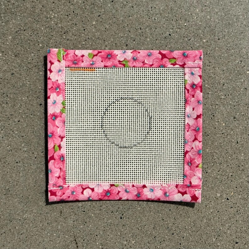 Circle Blank Needlepoint Canvas 13 or 18 Mesh Orange Line Zweigart Mono Deluxe canvas w/ fabric edges; Stitch Counted; Size 1.5", 2", 3", 4" image 6