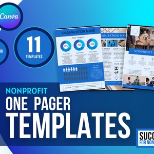 Nonprofit One Pager | Nonprofit Overview Template |  One Page Summary | Editable Canva Template | About Us | Fundraising | Company Profile