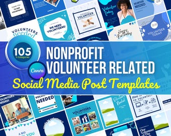 Nonprofit Volunteer Canva Templates: Social Media Graphics (Digital Download)