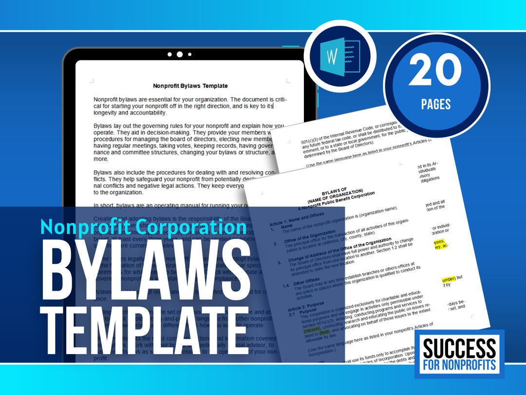 Nonprofit Bylaws Template Editable Nonprofit Documents Nonprofit Nonprofit Bylaws Template Editable Nonprofit Documents Nonprofit