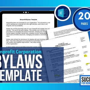 Nonprofit Bylaws Template | Editable Nonprofit Documents | Nonprofit Governance | Not For Profit Bylaws |  Nonprofit 501(c)(3) Bylaws