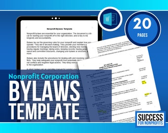 Bewerkbaar sjabloon voor statuten non-profit: 501(c)(3) governance (Word)