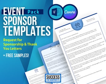 Nonprofit Event Sponsor Letter Templates: Canva & Word (Digital Download)