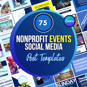 75 plantillas de Canva para redes sociales de eventos sin fines de lucro (descarga digital)