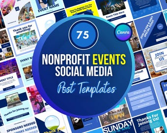 75 Canva Nonprofit Event Social Media Templates (Digital Download)