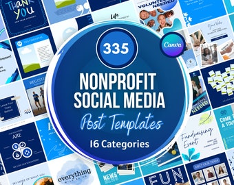 Nonprofit Social Media Canva Templates: 335+ Charity Graphics (Digital Download)