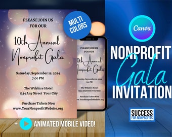 Editable Nonprofit Gala Invitation: Animated Event Invite (Canva Template)