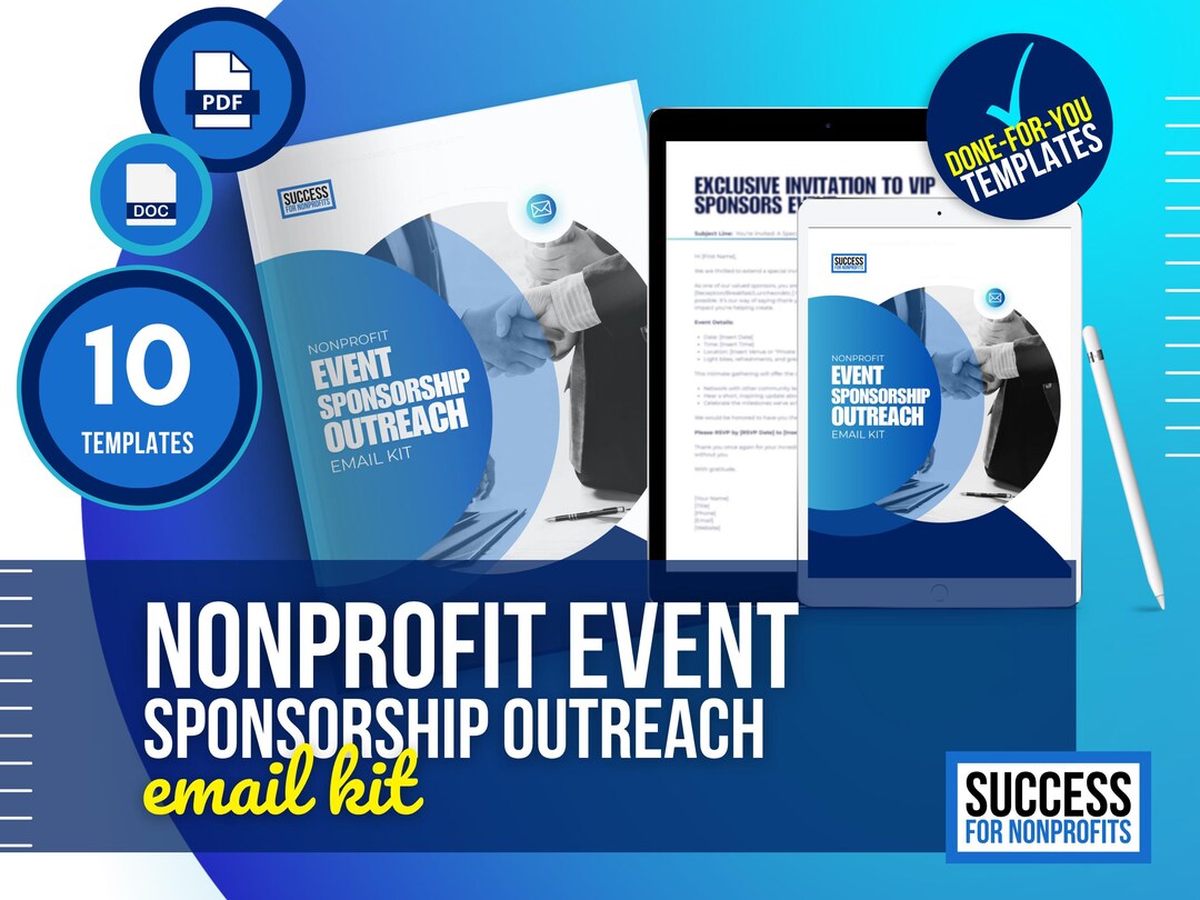 Nonprofit Event Sponsorship Email Kit: Canva & Word Templates (digital ...