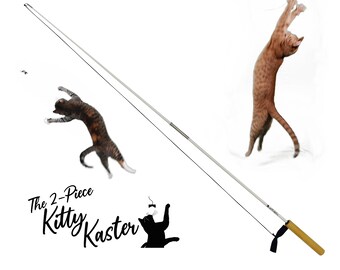 The Kitty Kaster 2-Piece 39" Premium Cat Toy Wand Play Exerciser cat teaser! *NEW*