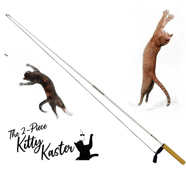 The Kitty Kaster 2-Piece 39" Premium Cat Toy Wand Play Exerciser cat teaser! *NEW*