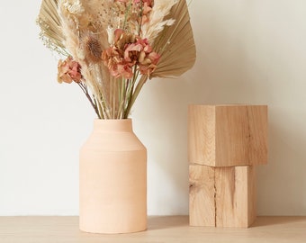 Vase en céramique pour fleurs séchées rosé, Vase de fleur, décoration wabisabi, décoration artisanale, vase minimaliste brut