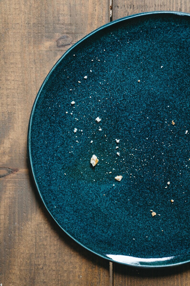 Handmade ceramic sandstone plate tropical blue handmade Etsy