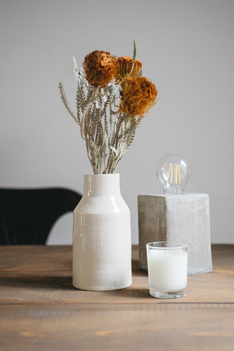 Ceramic vase, design vase, sandstone vase, bedroom décor, home décor, beige vase, minimalist vase, handcrafted decoration image 2