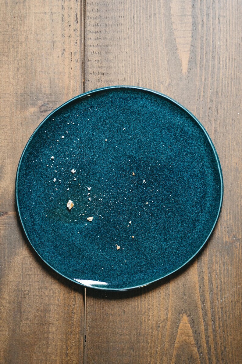 Handmade ceramic sandstone plate tropical blue handmade Etsy