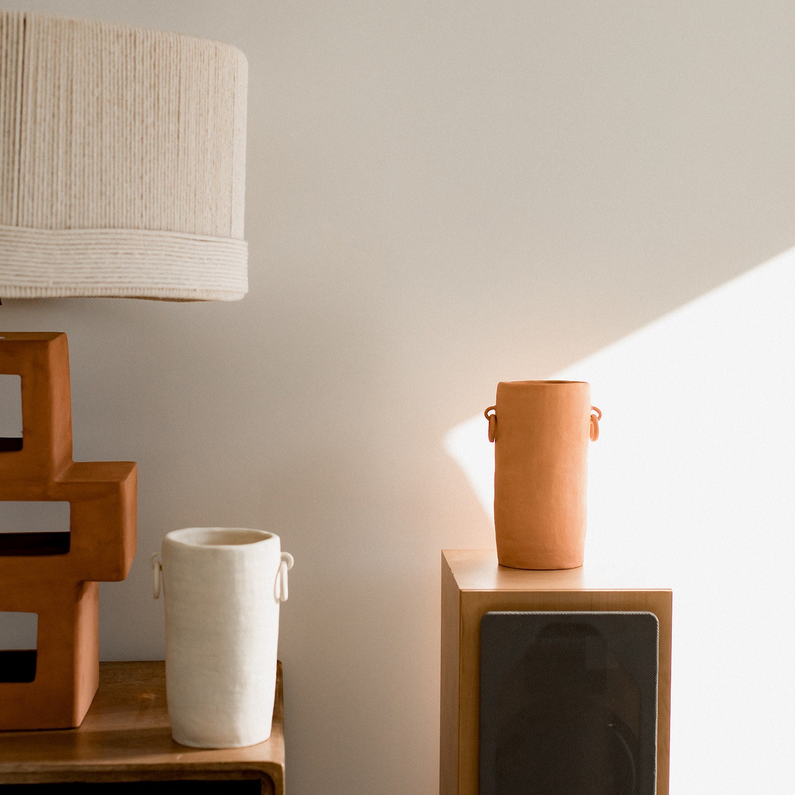 Vase en Terre Brute, Vase Brute Vase Brut Ethnique, Artisanal Wabi-Sabi 2 Anneaux Poteri, Décoration