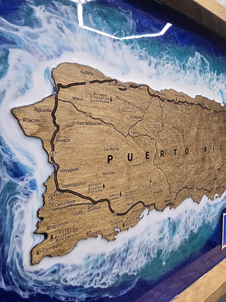 Puerto Rico 3D Wood & Resin Map – Custom Family Edition - Etsy