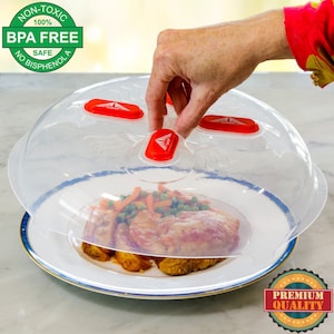 OzBSP Magnetic Microwave Plate Cover Splatter Guard with Steam Vents. 11.8 inch