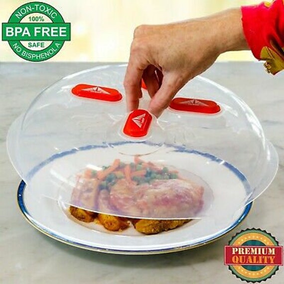 Plastic Microwave Plate Cover Clear Steam Vent Splatter Lid Food