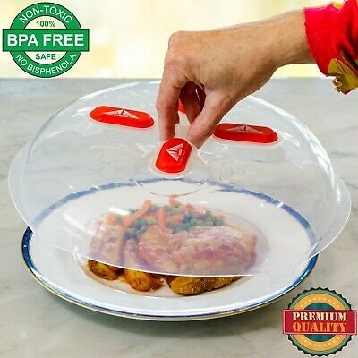 Transparent Magnet Food Splatter Guard Microwave Hover Cover Lid Vented  &Hot Pad