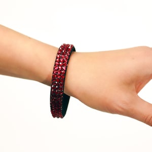 Ballroom Jewelry Rhinestone Bracelet - Black with Dark Red Crystals