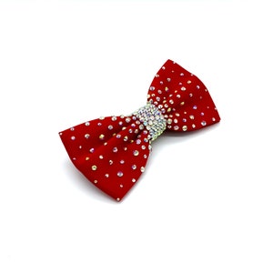 Men’s Red Ballroom Bow Tie with AB Rhinestones