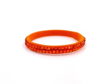 Performance Ballroom Rhinestone Bracelet - Orange - Slender