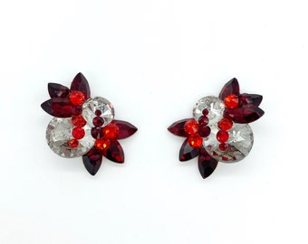 Performance Ballroom Rhinestone Earrings - Red & Clear Crystals - Style #CE33