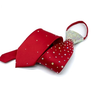 Red Ballroom Tie with AB Rhinestones