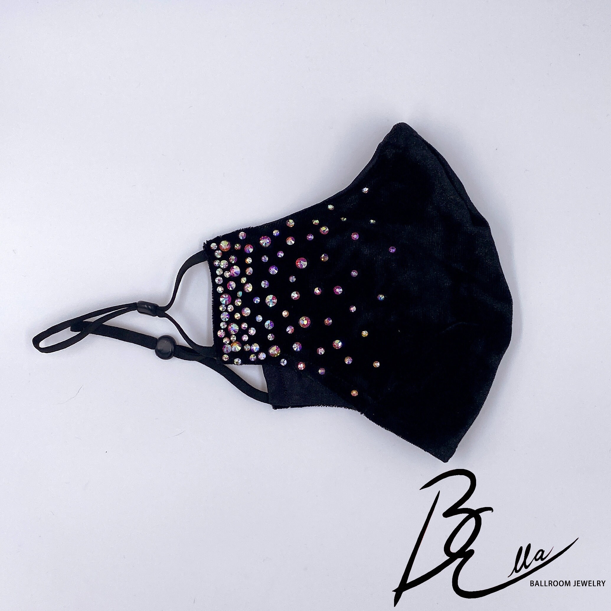 Handmade Rhinestone Face Mask Black Crushed Velvet Etsy