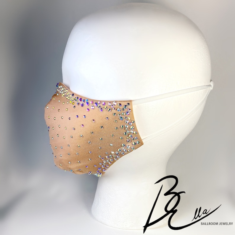 Mask With Rhinestone Rhinestone Face Mask Handmade Beige - Etsy