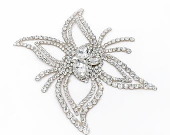 Clear Crystal Rhinestone Hairpiece, Sparkly Ballroom Dance Hair Piece for Latin Rhythm Smooth Standard Competition, Handmade Headpiece