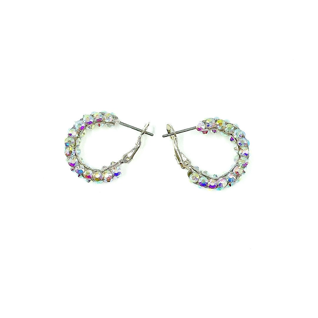 Performance Ballroom Rhinestone Hoop Earrings with AB Crystals-  Extra Extra Small