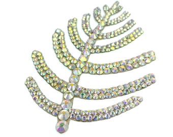 AB Leaf Rhinestone Hairpiece, Sparkly Crystal Ballroom Dance Hair Piece for Latin Rhythm Smooth Standard Competition, Handmade Headpiece