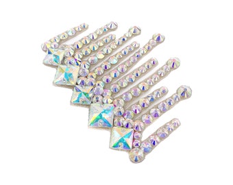 AB Rhinestone Ballroom Dance Hairpiece, Crystal Pin-In Headpiece for Smooth Standard Latin Rhythm Competition, Handmade Hair Accessory