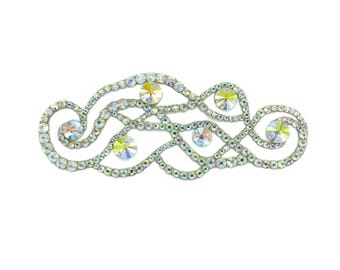 AB Swirl Rhinestone Hairpiece, Sparkly Crystal Ballroom Dance Hair Piece for Latin Rhythm Smooth Standard Competition, Handmade Headpiece