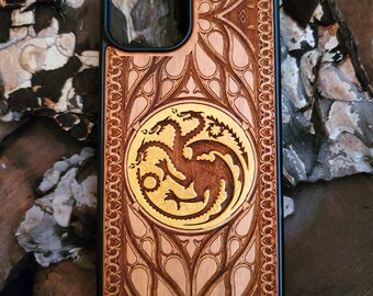 iPhone 17 16 & Galaxy S26 S25 Dragon Wood Phone Case: Hand-Painted GOT Fantasy Art