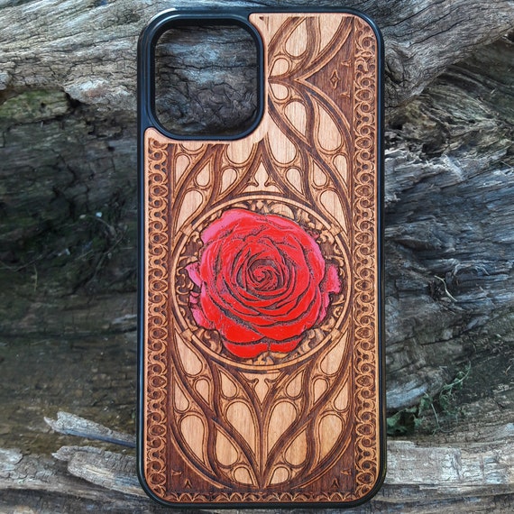 Red Rose Phone Case Iphone 13 12 11 Pro Max Mini Wood X XS Etsy