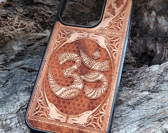 OM AUM Symbol Wood Phone Case for iPhone 17 16 & Galaxy S26 S25